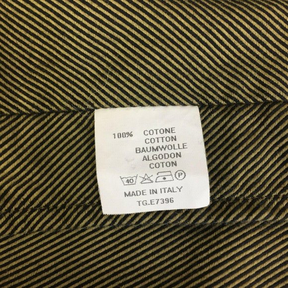 INGRAM Mens Casual Button Shirt L Italian L/S Brown Black Stripe Pocket Large - Picture 5 of 12